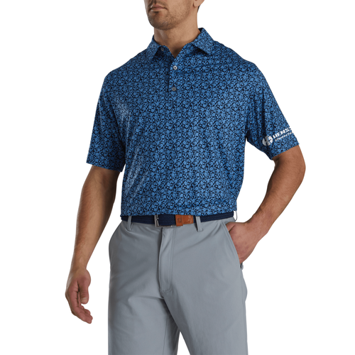 Footjoy Men's Painted Floral Lisle Polo - NAVY image thumbnail