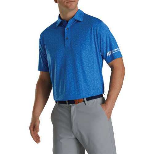 Footjoy Men's Painted Floral Lisle Polo - ROYAL image thumbnail