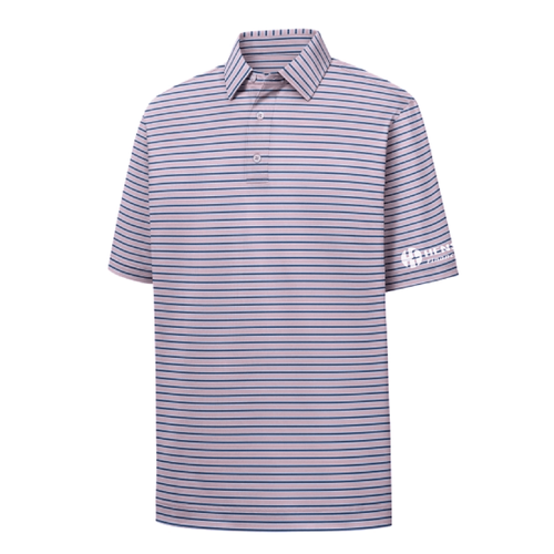 Footjoy Men's Performance Stretch Lisle Pinstripe Polo  - PINK/BLUE/WHITE image thumbnail