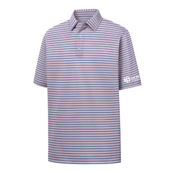 Image of Footjoy Men's Performance Stretch Lisle Pinstripe Polo  - PINK/BLUE/WHITE