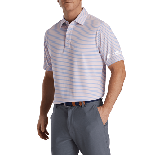 Footjoy Men's Performance Stretch Lisle Pinstripe Polo  - PINK/BLUE/WHITE image thumbnail