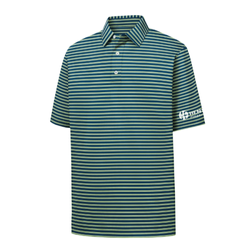 Image of Footjoy Men's Performance Stretch Lisle Pinstripe Polo  - NAVY/LIME/WHITE