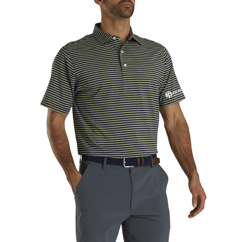 Footjoy Men's Performance Stretch Lisle Pinstripe Polo  - NAVY/LIME/WHITE image thumbnail