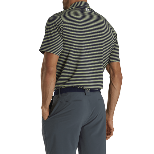 Footjoy Men's Performance Stretch Lisle Pinstripe Polo  - NAVY/LIME/WHITE image thumbnail