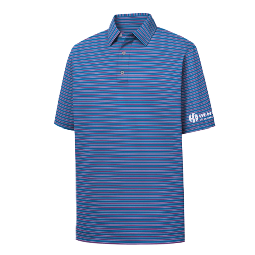 Footjoy Men's Performance Stretch Lisle Pinstripe Polo - BLUE/HOT PINK/WHITE image thumbnail