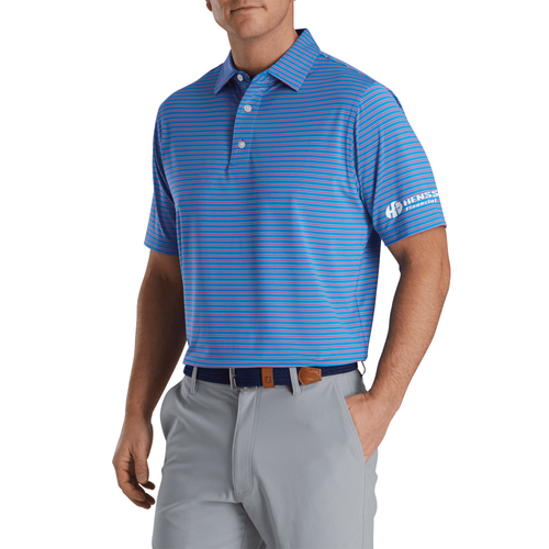 Footjoy Men's Performance Stretch Lisle Pinstripe Polo - BLUE/HOT PINK/WHITE image thumbnail