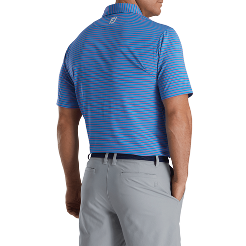 Footjoy Men's Performance Stretch Lisle Pinstripe Polo - BLUE/HOT PINK/WHITE image thumbnail