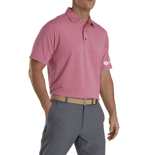 Footjoy Men's Performance Stretch Lisle Pinstripe Polo - AZALEA/WHITE/NAVY image thumbnail