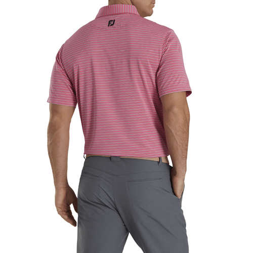 Footjoy Men's Performance Stretch Lisle Pinstripe Polo - AZALEA/WHITE/NAVY image thumbnail