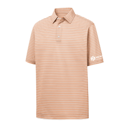 Image of Footjoy Men's Performance Stretch Lisle Pinstripe Polo - PEACH/WHITE/CHARCOAL