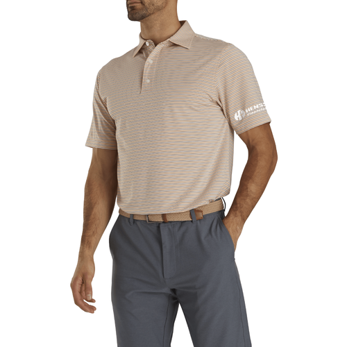 Footjoy Men's Performance Stretch Lisle Pinstripe Polo - PEACH/WHITE/CHARCOAL image thumbnail