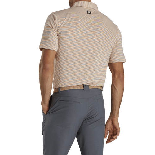 Footjoy Men's Performance Stretch Lisle Pinstripe Polo - PEACH/WHITE/CHARCOAL image thumbnail