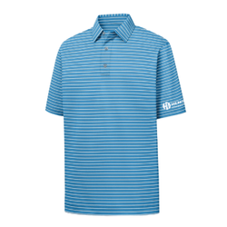 Image of Footjoy Men's Performance Stretch Lisle Pinstripe Polo - LIGHT BLUE/WHITE/NAVY