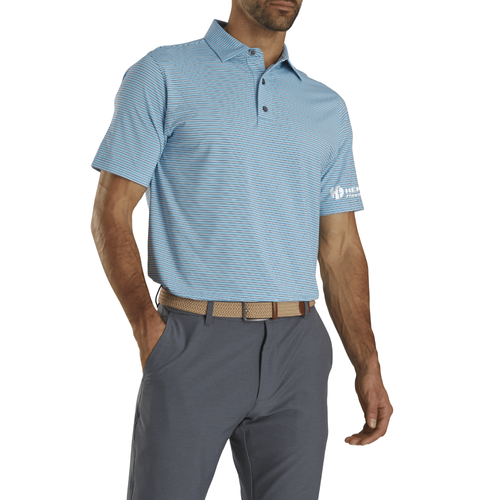 Footjoy Men's Performance Stretch Lisle Pinstripe Polo - LIGHT BLUE/WHITE/NAVY image thumbnail
