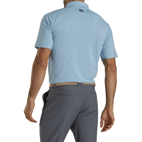 Footjoy Men's Performance Stretch Lisle Pinstripe Polo - LIGHT BLUE/WHITE/NAVY image thumbnail
