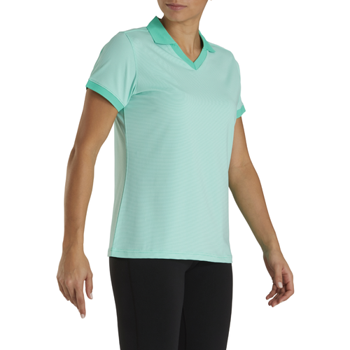 Footjoy Women's End On End Open Collar Polo - SPEARMINT image thumbnail