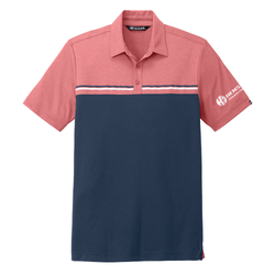 Image of Travis Mathew Men's Sunset Blocked Polo - CARDINAL HEATHER/BLUE NIGHTS