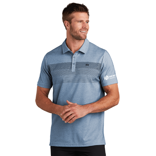 Travis Mathew Men's Coastal Chest Stripe Polo - OPAL BLUE HEATHER image thumbnail