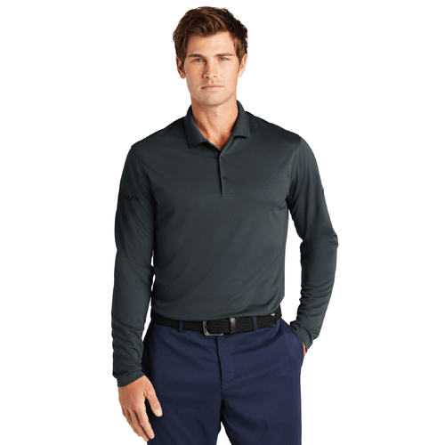 Nike Men's Dri-FIT Micro Pique 2.0 Long Sleeve Polo - ANTHRACITE image thumbnail
