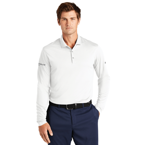 Nike Men's Dri-FIT Micro Pique 2.0 Long Sleeve Polo - WHITE image thumbnail