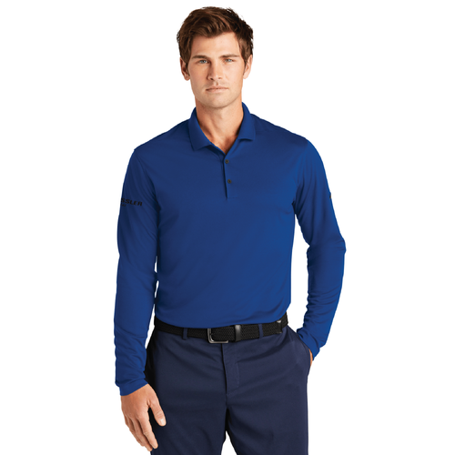 Nike Men's Dri-FIT Micro Pique 2.0 Long Sleeve Polo - GYM BLUE image thumbnail