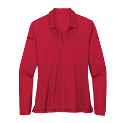 Image of Nike Women's Dri-FIT Micro Pique 2.0 Long Sleeve Polo - UNIVERSITY RED