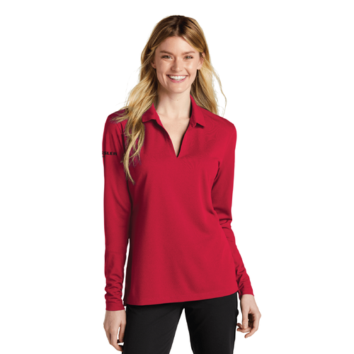 Nike Women's Dri-FIT Micro Pique 2.0 Long Sleeve Polo - UNIVERSITY RED image thumbnail