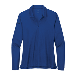 Image of Nike Women's Dri-FIT Micro Pique 2.0 Long Sleeve Polo - GYM BLUE