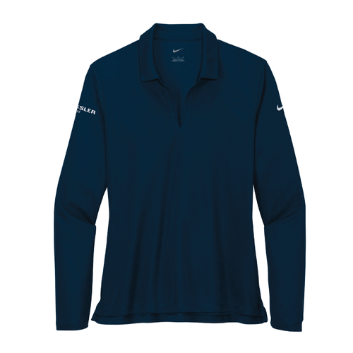 Nike Women's Dri-FIT Micro Pique 2.0 Long Sleeve Polo - NAVY image thumbnail