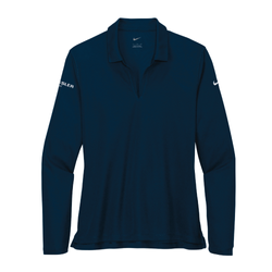 Image of Nike Women's Dri-FIT Micro Pique 2.0 Long Sleeve Polo - NAVY