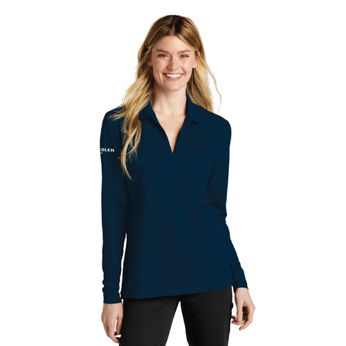 Nike Women's Dri-FIT Micro Pique 2.0 Long Sleeve Polo - NAVY image thumbnail