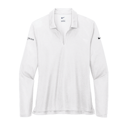Image of Nike Women's Dri-FIT Micro Pique 2.0 Long Sleeve Polo - WHITE