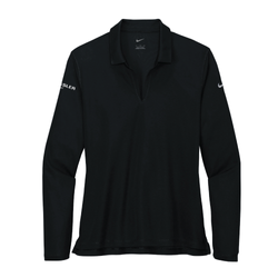 Image of Nike Women's Dri-FIT Micro Pique 2.0 Long Sleeve Polo - BLACK