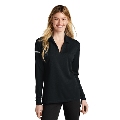 Nike Women's Dri-FIT Micro Pique 2.0 Long Sleeve Polo - BLACK image thumbnail