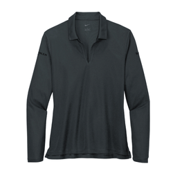 Image of Nike Women's Dri-FIT Micro Pique 2.0 Long Sleeve Polo - ANTHRACITE