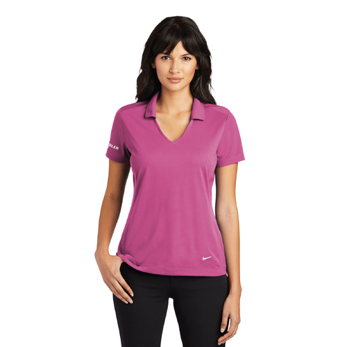 Nike Women's Dri-FIT Vertical Mesh Polo - PINK FIRE image thumbnail