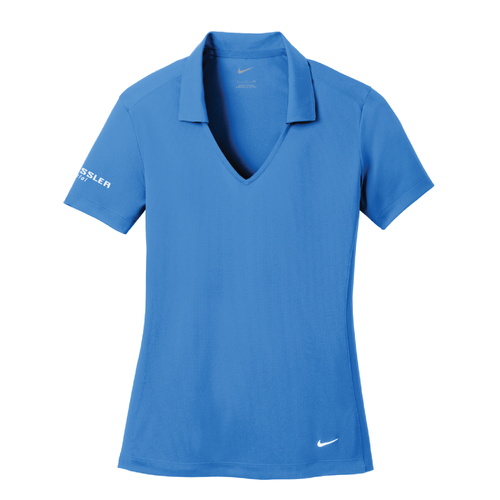 Nike Women's Dri-FIT Vertical Mesh Polo - BRISK BLUE image thumbnail