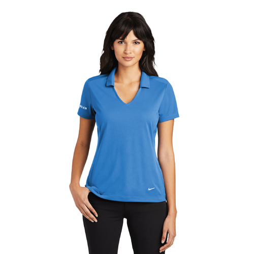 Nike Women's Dri-FIT Vertical Mesh Polo - BRISK BLUE image thumbnail