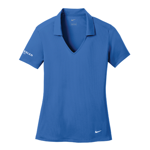 Nike Women's Dri-FIT Vertical Mesh Polo - GYM BLUE image thumbnail