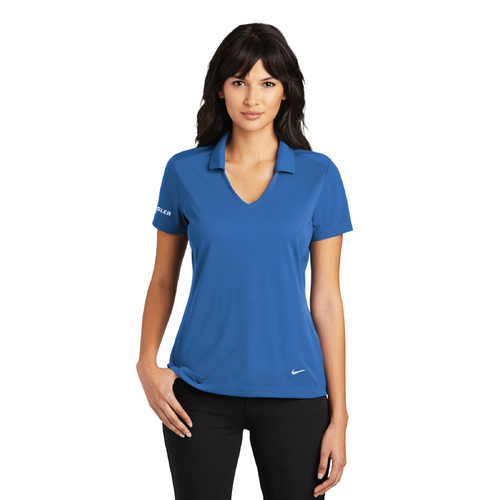 Nike Women's Dri-FIT Vertical Mesh Polo - GYM BLUE image thumbnail