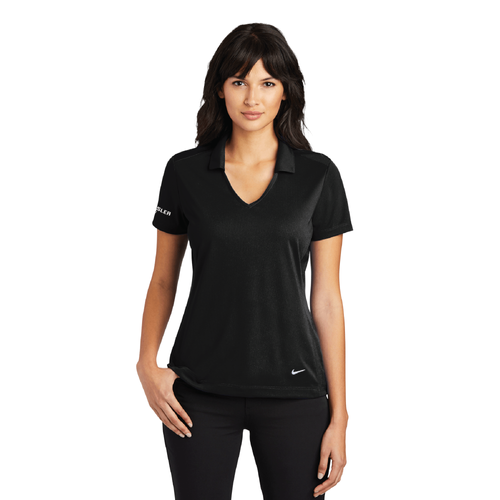 Nike Women's Dri-FIT Vertical Mesh Polo - BLACK image thumbnail
