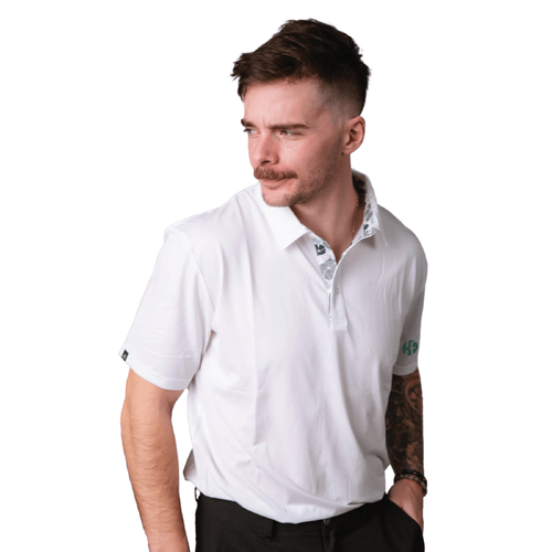 Swannies Men's James Polo - WHITE HEATHER image thumbnail