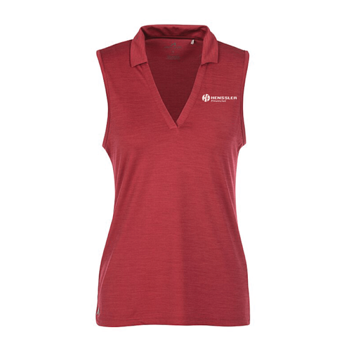 Antigua Women's Sleeveless Layout Polo - DARK RED HEATHER image thumbnail