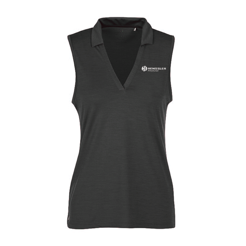 Antigua Women's Sleeveless Layout Polo - BLACK HEATHER image thumbnail