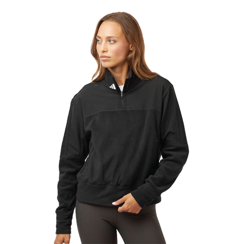 Adidas Women's Fleece Quarter-Zip Pullover - BLACK image thumbnail