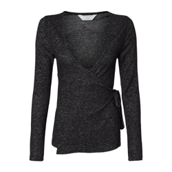 Image of Boxercraft Women's Cuddle Wrap Top - BLACK HEATHER
