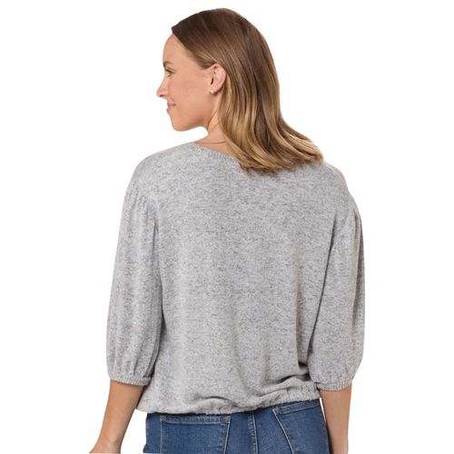 Boxercraft Women's Cuddle Puff Sleeve Top - OXFORD HEATHER image thumbnail