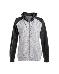 Image of Ladies' M&eacute;lange Fleece 2-Tone Full-Zip Hooded Sweatshirt