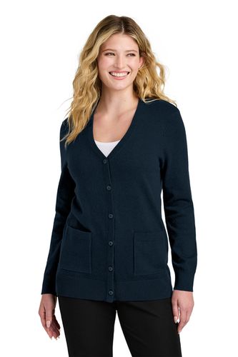Port Authority Ladies Marled Cardigan Sweater image thumbnail