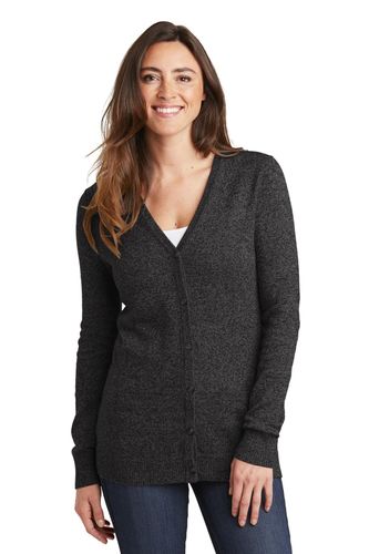Port Authority Ladies Marled Cardigan Sweater image thumbnail